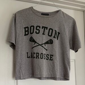 Brandy Melville Gray Boston Lacrosse cropped Tee